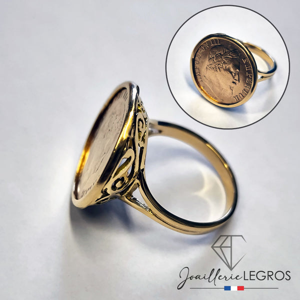 10 Francs Bague Femme Avec Piece Monture Bague Pièce Or 10 Francs
