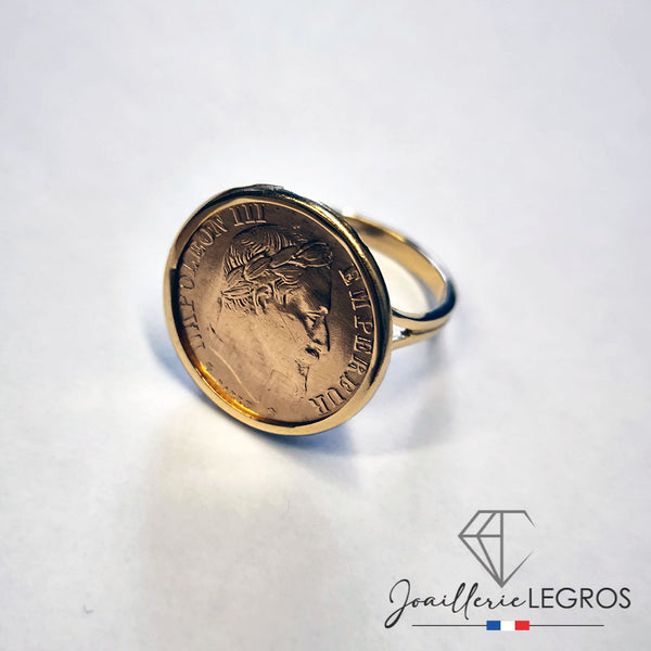Bague Pièce Napoléon 10F en Or Bague Louis d'Or Joaillerie Legros