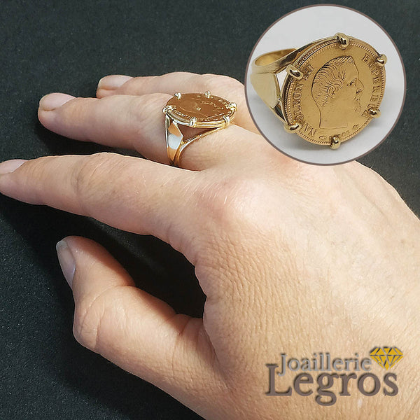 10 Francs Bague Femme Avec Piece Bague Pièce Napoléon 10 Francs Or