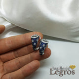 Bijou Demi-créoles boucles d'oreilles Saphirs et Diamants en or blanc 18 carats joaillerie legros bijouterie