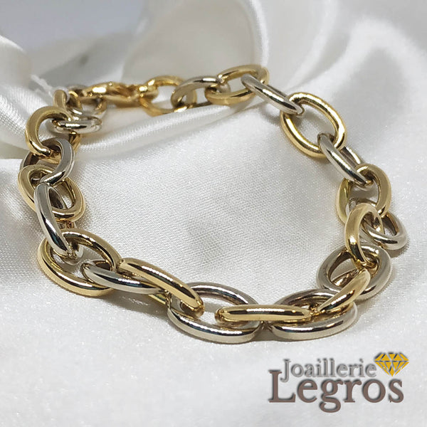 Bracelet Or jaune Or Blanc 18 carats maille forçat – Joaillerie Legros