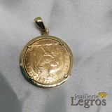Bijou Pendentif pièce de monnaie Marianne en or jaune 18 carats joaillerie legros bijouterie