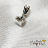 Bijou Pendentif coeur diamant en Or blanc 18 carats joaillerie legros bijouterie