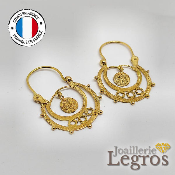 Boucles d'oreilles créoles gitanes pampilles argent Boucles d'oreilles créoles gitanes pampilles argent