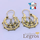 Bijou Boucles d'oreilles créoles savoyardes femme en or jaune 18 carats avec Oxydes joaillerie legros bijouterie