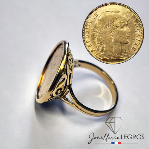Bague Pièce Marianne 10F en Or Bague Louis d'Or Joaillerie Legros