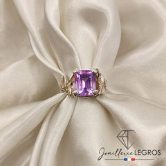 Bijou Bague Papillons en Argent 925 avec Améthyste Rectangle joaillerie legros bijouterie
