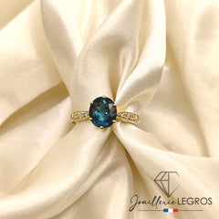 Bijou Bague Tourmaline Bleue et Diamants – Or 18 Carats joaillerie legros bijouterie