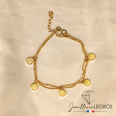 Bijou Bracelet Or Jaune 18 Carats Femme - Fin avec Breloques Pastilles joaillerie legros bijouterie