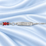 Bijou Bracelet identité enfant argent rhodié plaque droite motif voiture maille alternée 16 cm joaillerie legros bijouterie