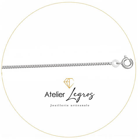 Chaine en argent 925 rhodié maille gourmette 1.8 mm
