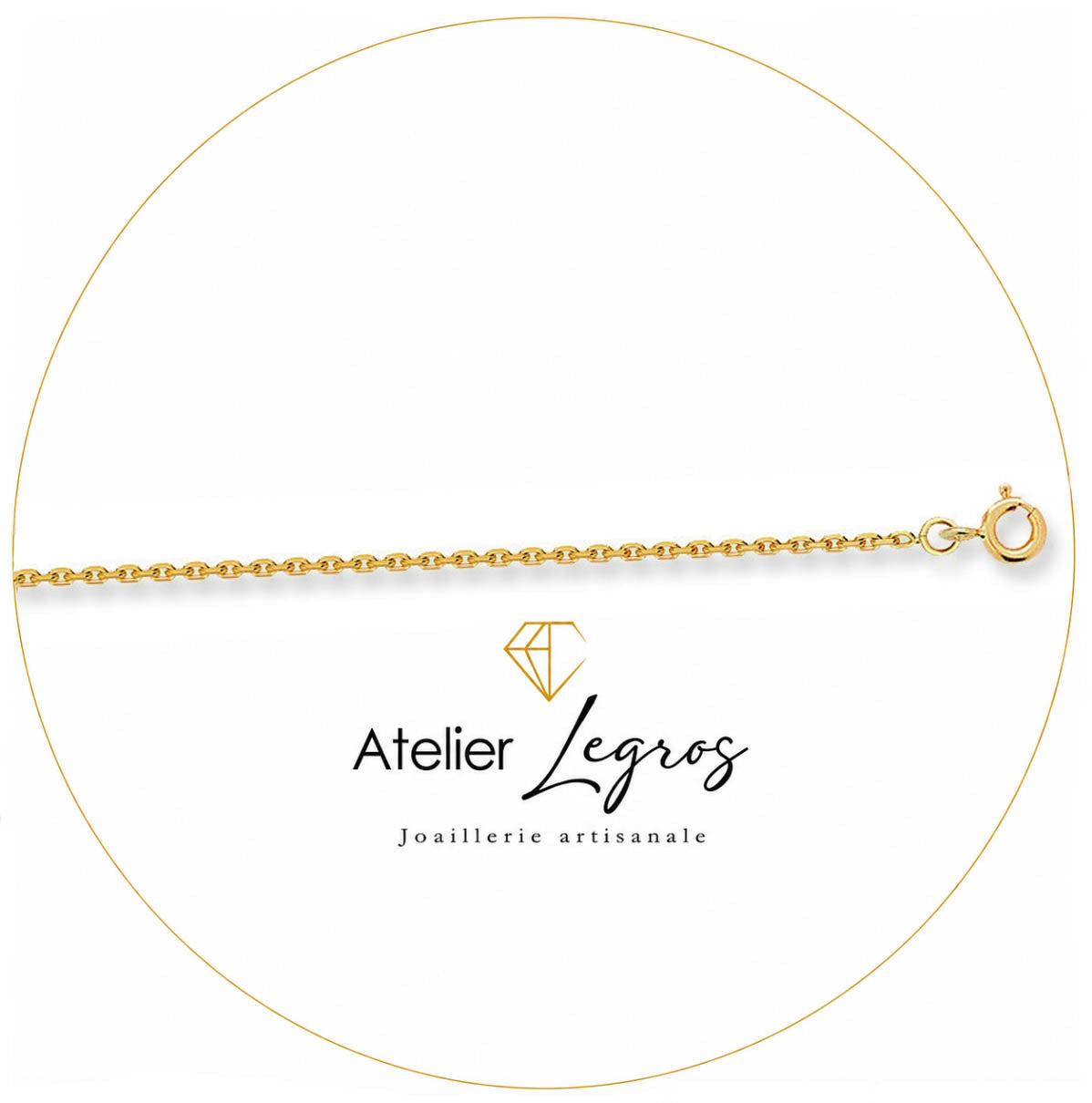 Bijou Chaîne forçat diamantée maille 1,4 mm or jaune 18 carats joaillerie legros bijouterie