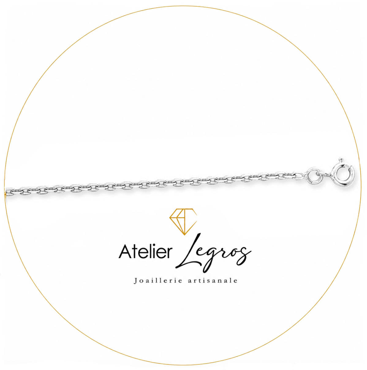 Bijou Chaîne forçat diamantée maille 1,7 mm or blanc (or gris) 18 carats joaillerie legros bijouterie