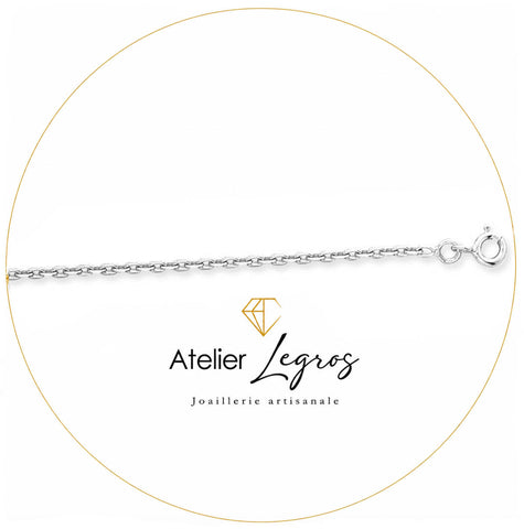 Bijou Chaîne forçat diamantée maille 1,7 mm or blanc (or gris) 18 carats joaillerie legros bijouterie