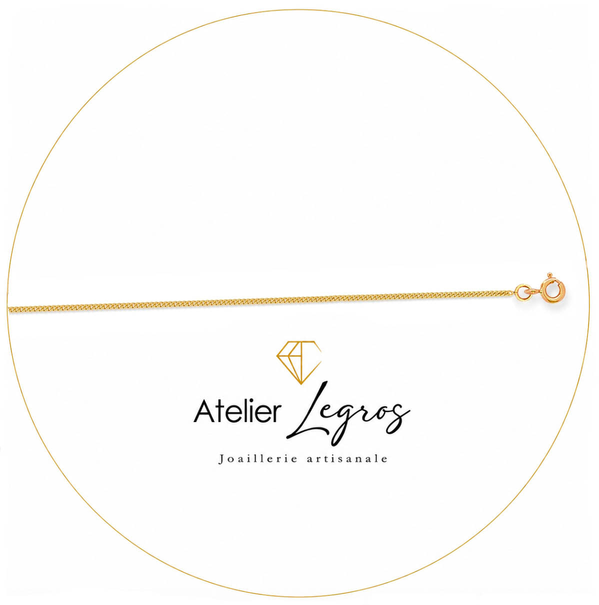 Bijou Chaîne gourmette diamantée maille 0,9 mm or jaune 18 carats joaillerie legros bijouterie
