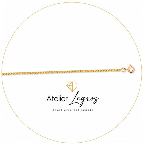 Chaîne gourmette diamantée maille 1,6 mm or jaune 18 carats
