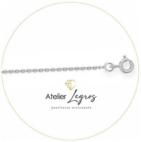Bijou Chaîne gourmette diamantée maille 1 mm or gris 18 carats joaillerie legros bijouterie