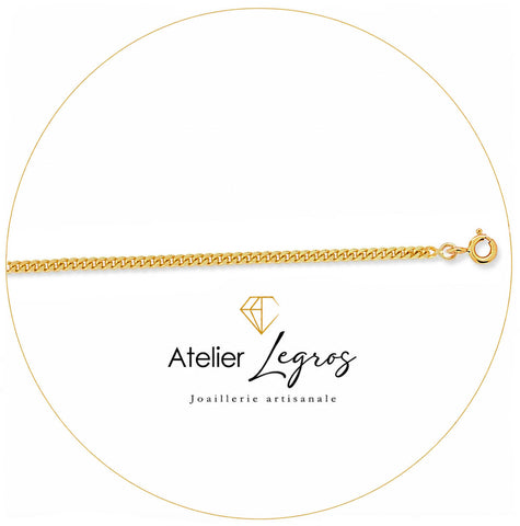 Chaîne gourmette diamantée maille 2,3 mm or jaune 18 carats