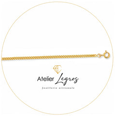 Bijou Chaîne gourmette diamantée maille 2,3 mm or jaune 18 carats joaillerie legros bijouterie