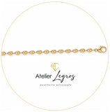 Bijou Grain de café chaîne maille creuse 3,3 mm or jaune 18 carats joaillerie legros bijouterie