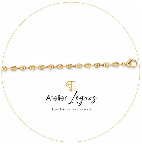 Bijou Grain de café chaîne maille creuse 3,3 mm or jaune 18 carats joaillerie legros bijouterie
