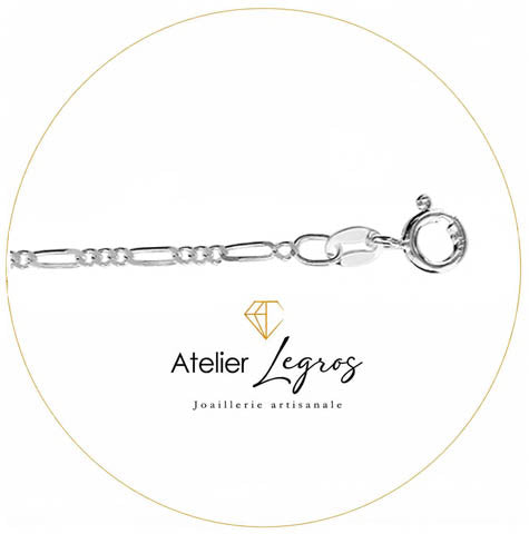 Bijou Chaine maille alternée 1-3 style cheval figaro 1,8 mm argent 925 joaillerie legros bijouterie