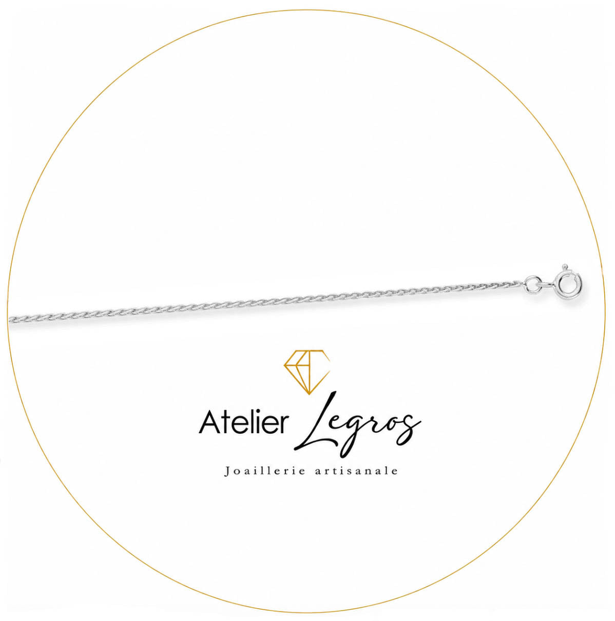 Bijou Chaîne maille palmier massive 1,2 mm or blanc 18 carats 45cm joaillerie legros bijouterie