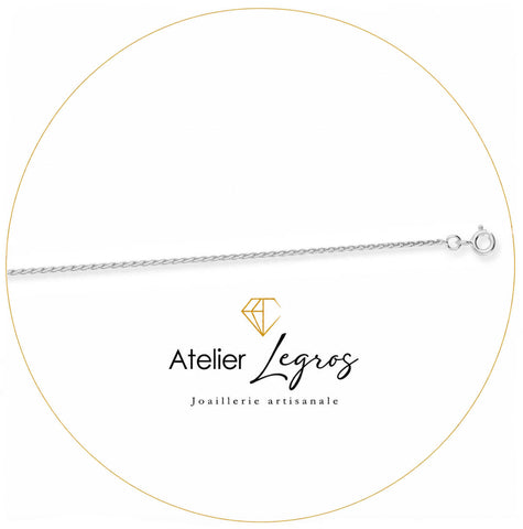 Chaîne maille palmier massive 1,2 mm or blanc 18 carats 45cm