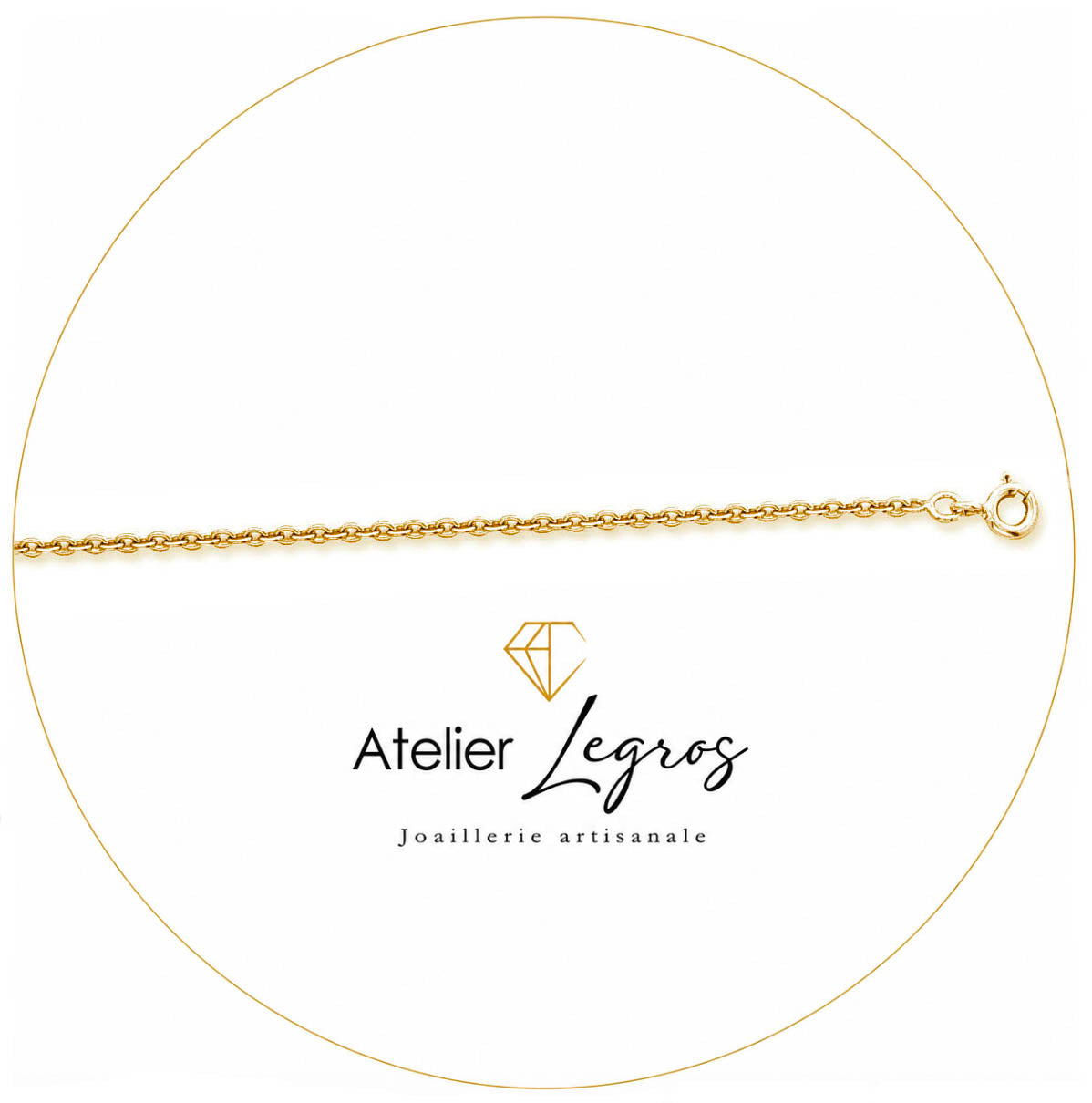 Bijou Chaîne or jaune maille forçat ronde 1,3 mm 18 carats joaillerie legros bijouterie