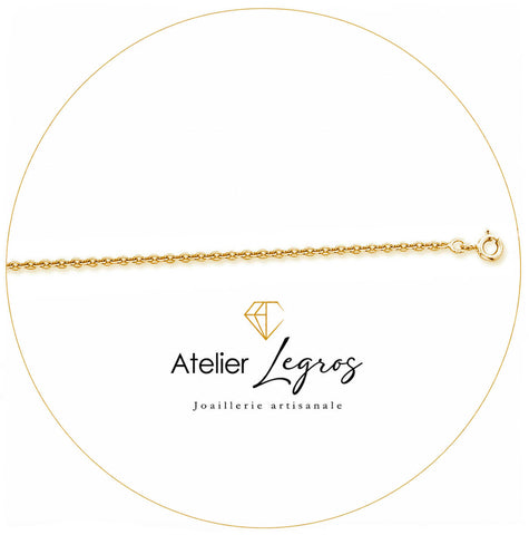 Chaîne or jaune maille forçat ronde 1,3 mm 18 carats
