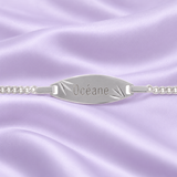 Bracelet Identité Bébé chaîne Gourmette 2 mm plaque Ovale Étoile Argent Rhodié 15cm