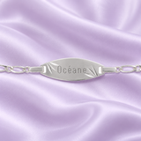 Bracelet identité bébé ovale étoile diamantée argent rhodié 15 cm