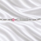 Bijou Gourmette en argent bracelet prénom fille étoile rose plaque rectangle joaillerie legros bijouterie