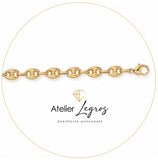 Bijou Grain de café chaîne maille creuse 6 mm or jaune 18 carats joaillerie legros bijouterie