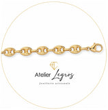 Grain de café chaîne maille creuse 7 mm or jaune 18 carats