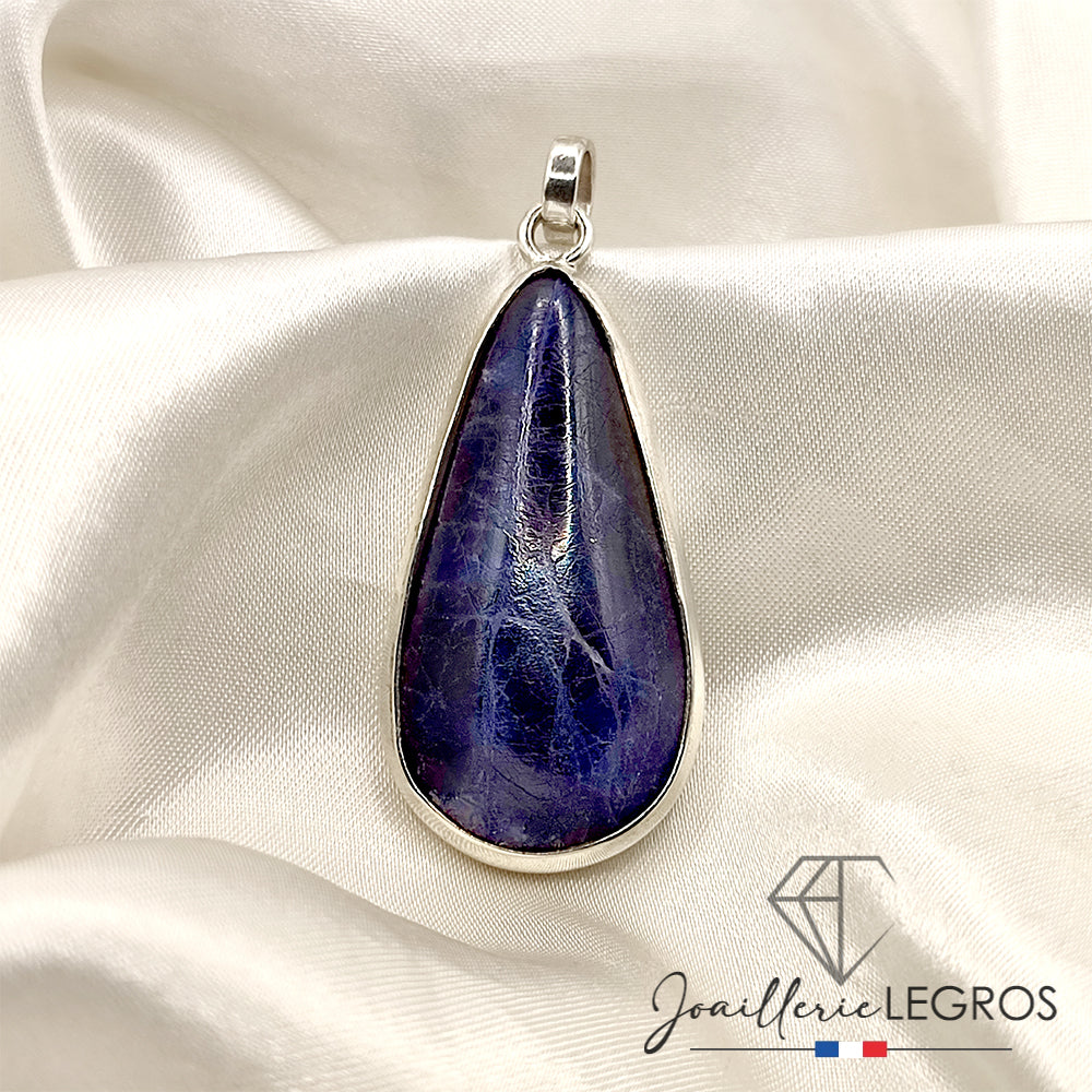 Bijou Pendentif Goutte en Sodalite – Argent 925 – 3 Modèles Uniques joaillerie legros bijouterie