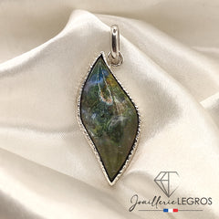 Bijou Pendentif Agate Mousse – Forme Libre en Argent 925 joaillerie legros bijouterie