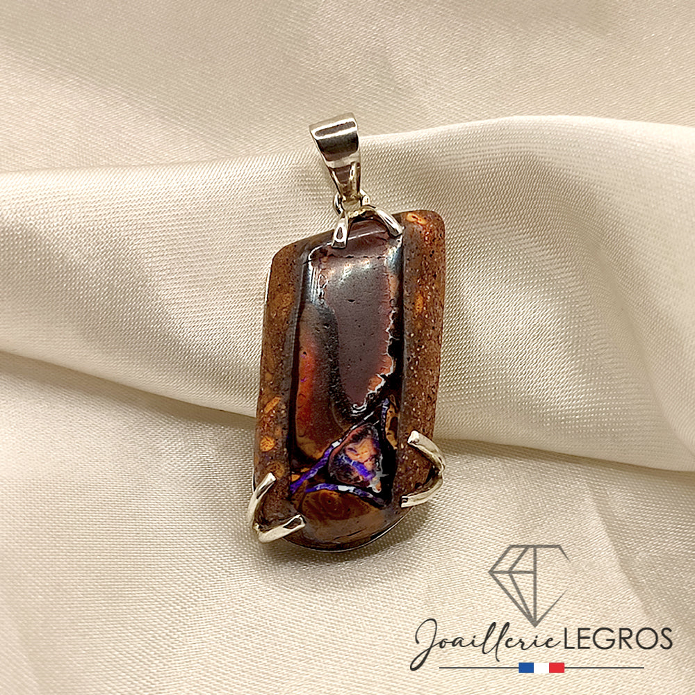 Bijou Pendentif Forme Libre – Opale Boulder en Argent 925 joaillerie legros bijouterie