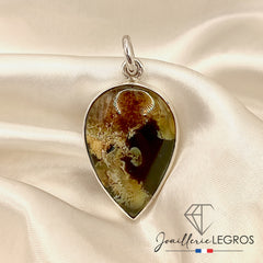 Bijou Pendentif Goutte en Ambre Véritable – Argent 925 joaillerie legros bijouterie
