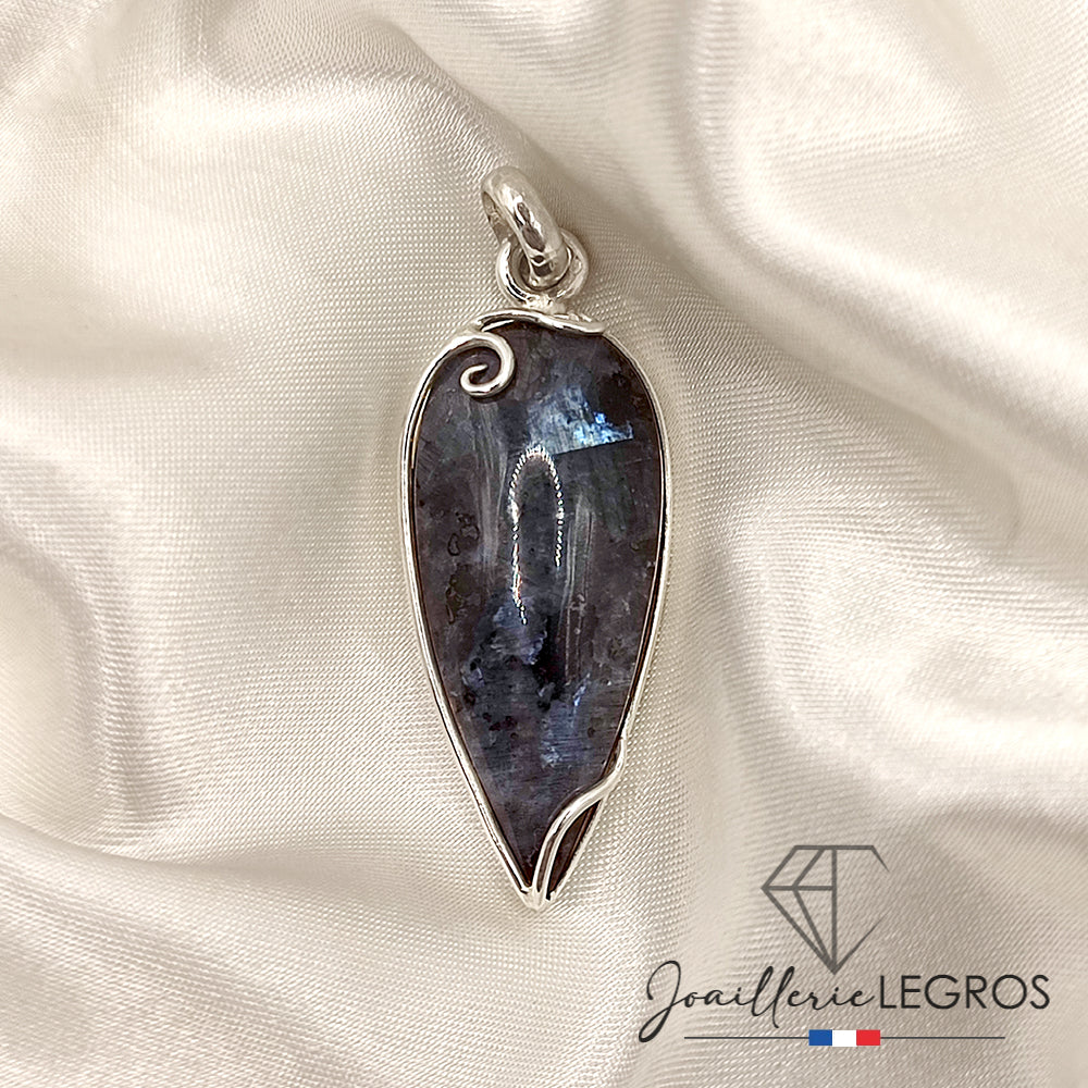 Bijou Pendentif Goutte en Labradorite d’Espagne – Argent 925 joaillerie legros bijouterie