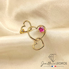 Bijou Pendentif cœurs en or 18 carats avec saphir rose joaillerie legros bijouterie