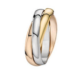 Bijou Alliance 3 ors femme originale à 3 anneaux entrelacés polis en or jaune, rose et blanc 18 carats joaillerie legros bijouterie