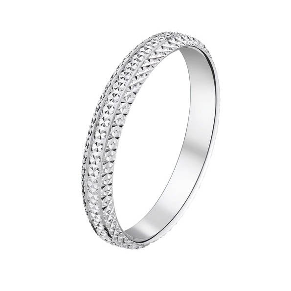 Bijou Alliance Diamantée Or Blanc 18 Carats Jonc Ciselé Étincelant Femme joaillerie legros bijouterie