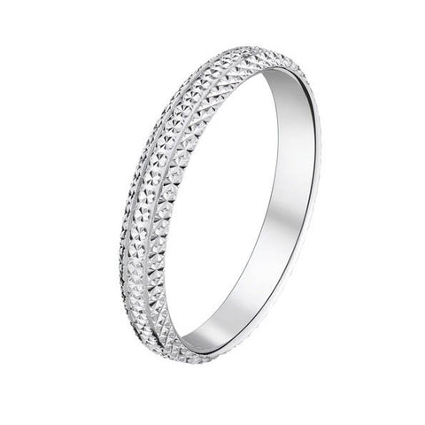 Alliance Diamantée Or Blanc 18 Carats Jonc Ciselé Étincelant Femme