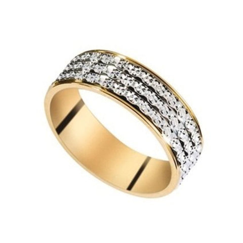 Bijou Alliance femme bicolore large à triple rang effet diamanté en or jaune et blanc 18 carats joaillerie legros bijouterie