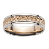 Bijou Alliance femme bicolore moderne à motifs floraux guillochés en or rose et blanc 18 carats joaillerie legros bijouterie