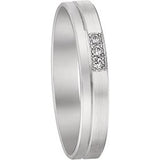 Bijou Alliance femme diamant moderne brossée-polie en or blanc 18 carats sertie de 3 diamants joaillerie legros bijouterie