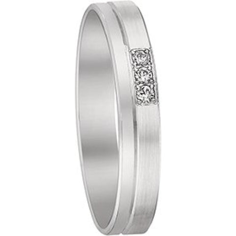 Bijou Alliance femme diamant moderne brossée-polie en or blanc 18 carats sertie de 3 diamants joaillerie legros bijouterie