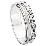Bijou Alliance femme moderne à double finition sablée et diamantée en or blanc 18 carats joaillerie legros bijouterie