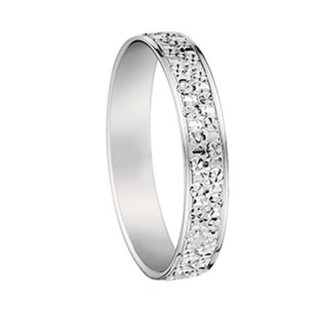Bijou Alliance femme or blanc 18 carats palladié effet diamanté largeur 3,5 mm joaillerie legros bijouterie